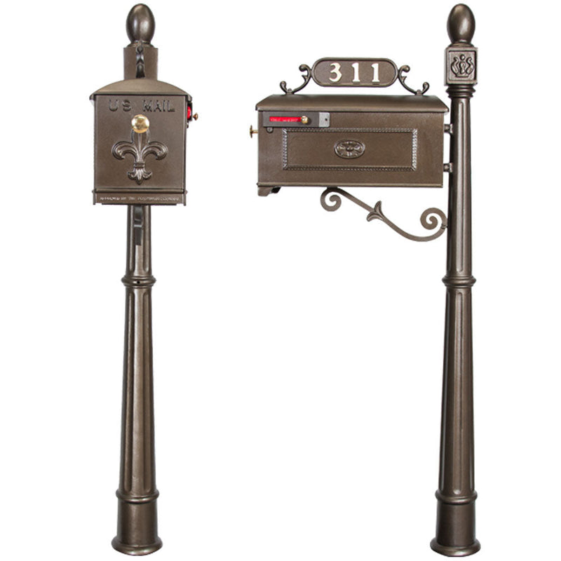 Residential Mailbox System with Fleur de Lis Mailbox