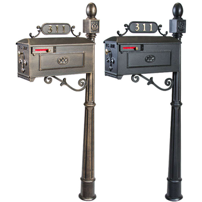 Residential Mailbox System with Fleur de Lis Mailbox