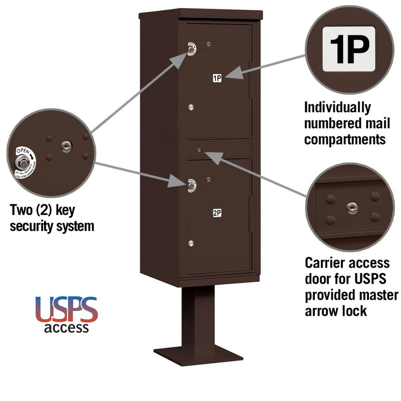 Salsbury Outdoor Parcel Locker with 2 Compartments with USPS Access – Type I