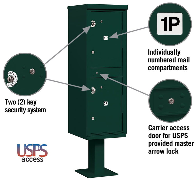 Salsbury Outdoor Parcel Locker with 2 Compartments with USPS Access – Type I