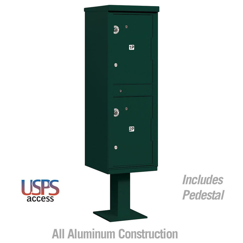 Salsbury Outdoor Parcel Locker with 2 Compartments in Green with USPS Access – Type I