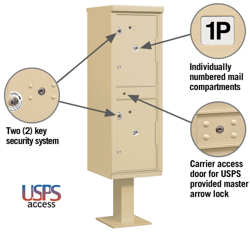 Salsbury Outdoor Parcel Locker with 2 Compartments with USPS Access – Type I