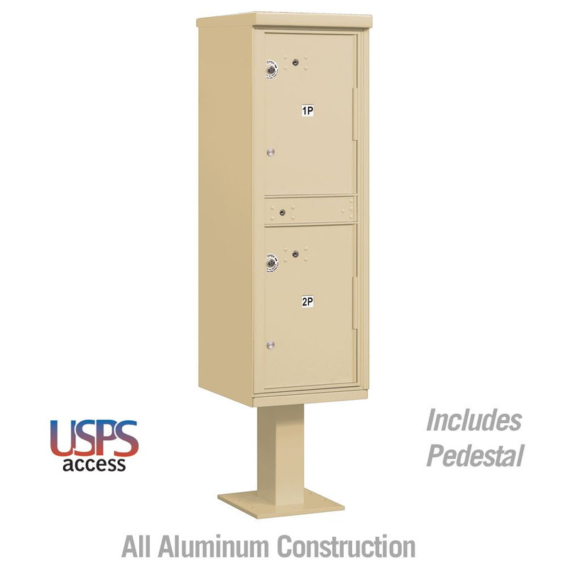 Salsbury Outdoor Parcel Locker with 2 Compartments in Sandstone with USPS Access – Type I