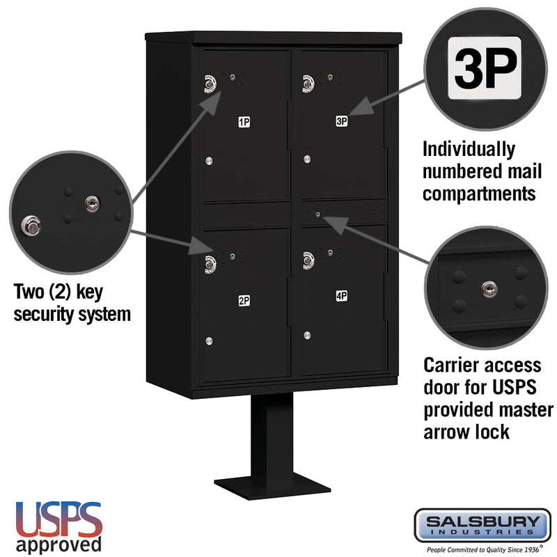 Salsbury Outdoor Parcel Locker with 4 Compartments with USPS Access – Type II
