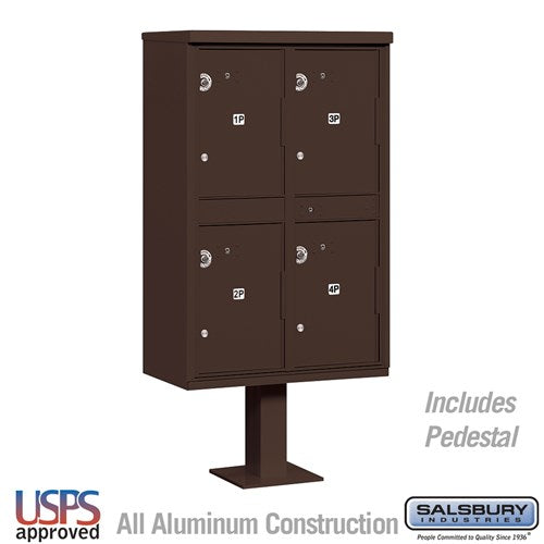 Salsbury Outdoor Parcel Locker with 4 Compartments with USPS Access – Type II