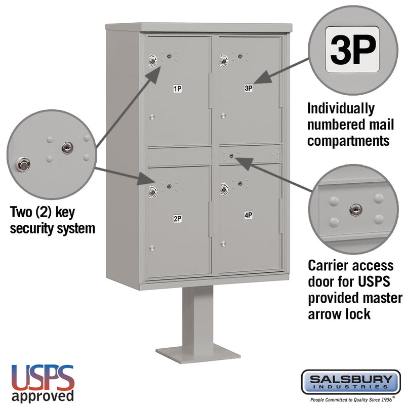 Salsbury Outdoor Parcel Locker with 4 Compartments with USPS Access – Type II