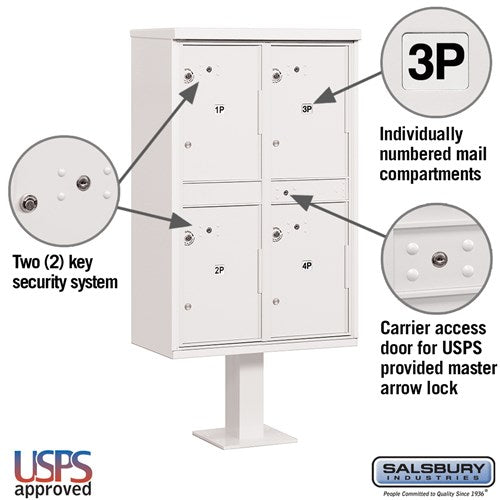 Salsbury Outdoor Parcel Locker with 4 Compartments with USPS Access – Type II