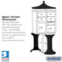 Salsbury 3305-U 4 Door Cluster Mailbox Premium Package with Pedestal and Installation Hardware