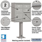 Salsbury 3305-U 4 Door Cluster Mailbox Premium Package with Pedestal and Installation Hardware