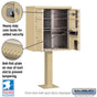 Salsbury 3305-U 4 Door Cluster Mailbox Premium Package with Pedestal and Installation Hardware