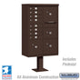 Salsbury 3306-U 8 Door Cluster Mailbox Premium Package with Pedestal and Installation Hardware