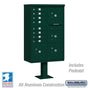 Salsbury 3306-U 8 Door Cluster Mailbox Premium Package with Pedestal and Installation Hardware
