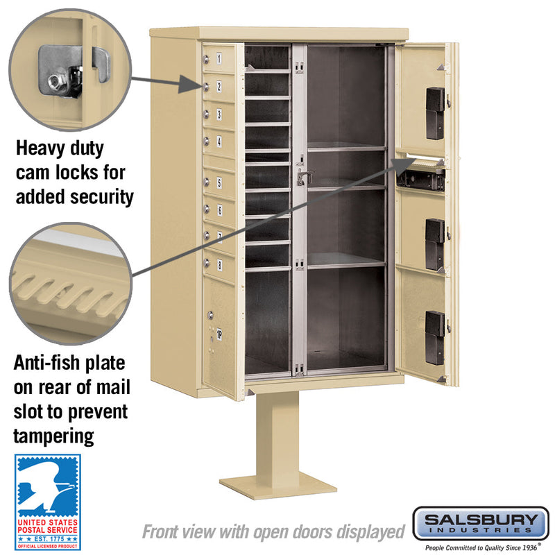 Salsbury Cluster Box Unit with 8 Doors and 4 Parcel Lockers with USPS Access – Type VI
