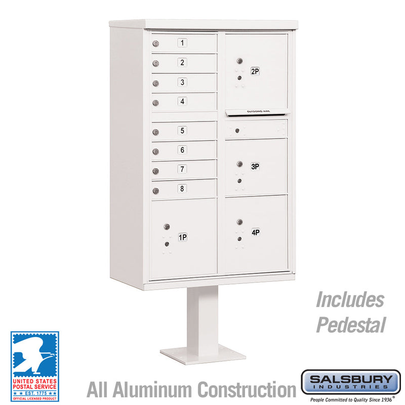 Salsbury Cluster Box Unit with 8 Doors and 4 Parcel Lockers with USPS Access – Type VI