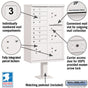 Salsbury 3306-U 8 Door Cluster Mailbox Premium Package with Pedestal and Installation Hardware