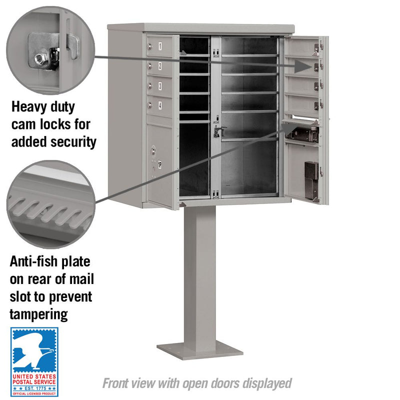 8 Door High Security USPS Cluster Mailbox CBU with 2 Parcel Lockers, Pedestal Included