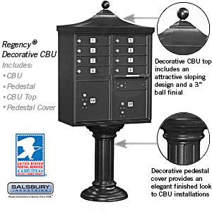 Salsbury Regency Decorative Cluster Box Unit with 8 Doors and 2 Parcel Lockers with USPS Access – Type I