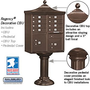 Salsbury Regency Decorative Cluster Box Unit with 8 Doors and 2 Parcel Lockers with USPS Access – Type I