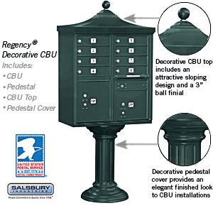 Salsbury Regency Decorative Cluster Box Unit with 8 Doors and 2 Parcel Lockers with USPS Access – Type I