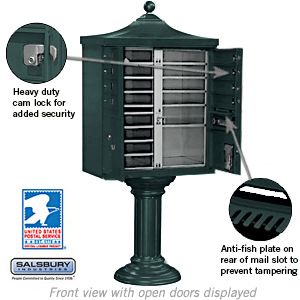 Salsbury Regency Decorative Cluster Box Unit with 8 Doors and 2 Parcel Lockers with USPS Access – Type I