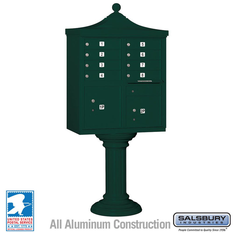Salsbury Regency Decorative Cluster Box Unit with 8 Doors and 2 Parcel Lockers with USPS Access – Type I