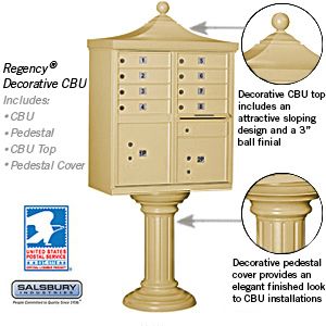 Salsbury Regency Decorative Cluster Box Unit with 8 Doors and 2 Parcel Lockers with USPS Access – Type I