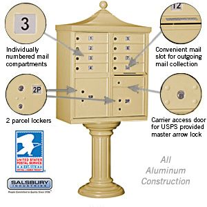 Salsbury Regency Decorative Cluster Box Unit with 8 Doors and 2 Parcel Lockers with USPS Access – Type I