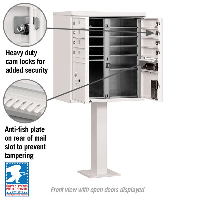 8 Door High Security USPS Cluster Mailbox CBU with 2 Parcel Lockers, Pedestal Included