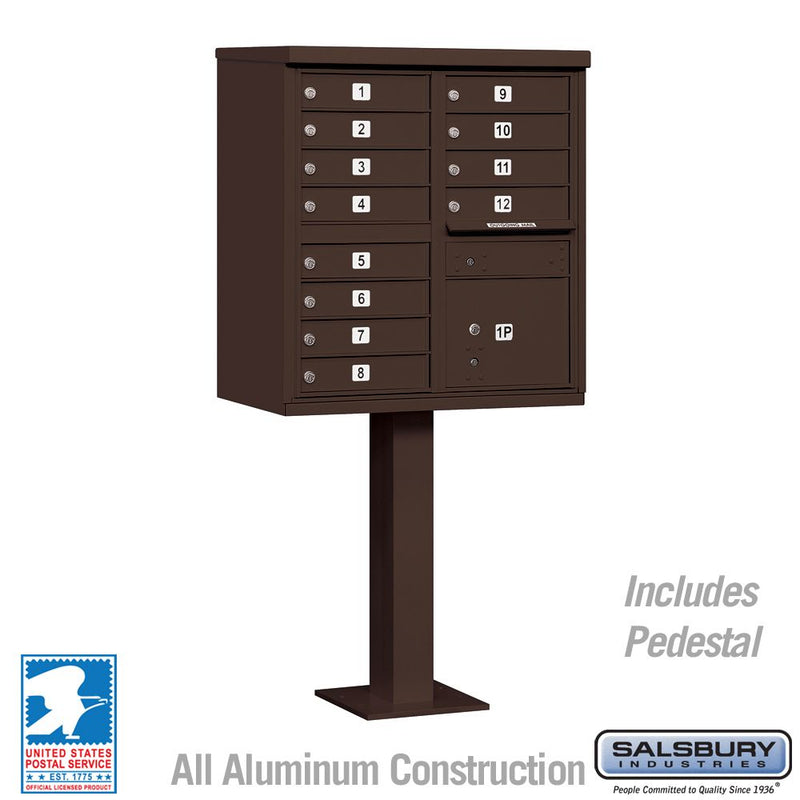 Salsbury Cluster Box Unit with 12 Doors and 1 Parcel Locker with USPS Access – Type II