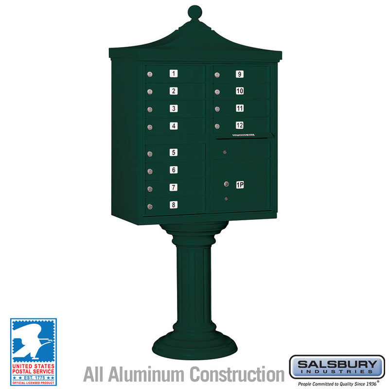 Salsbury Regency Decorative Cluster Box Unit with 12 Doors and 1 Parcel Locker with USPS Access – Type II