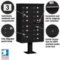 12 Door High Security USPS Cluster Mailbox CBU with 1 Parcel Locker, Pedestal Included