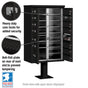 12 Door High Security USPS Cluster Mailbox CBU with 1 Parcel Locker, Pedestal Included