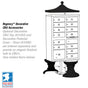 12 Door High Security USPS Cluster Mailbox CBU with 1 Parcel Locker, Pedestal Included