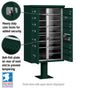 13 Door High Security USPS Cluster Mailbox CBU with 1 Parcel Locker, Pedestal Included