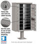 13 Door High Security USPS Cluster Mailbox CBU with 1 Parcel Locker, Pedestal Included