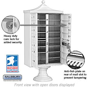 Salsbury Regency Decorative Cluster Box Unit with 13 Doors and 1 Parcel Locker with USPS Access – Type IV