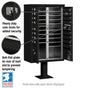 16 Door High Security USPS Cluster Mailbox CBU with 2 Parcel Lockers, Pedestal Included