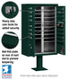 16 Door High Security USPS Cluster Mailbox CBU with 2 Parcel Lockers, Pedestal Included