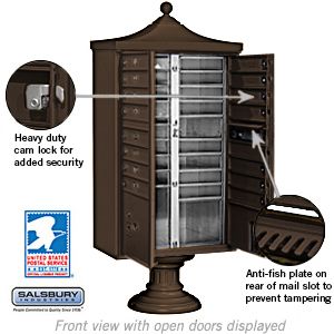 Salsbury Regency Decorative Cluster Box Unit with 16 Doors and 2 Parcel Lockers with USPS Access – Type III