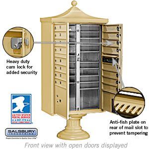 Salsbury Regency Decorative Cluster Box Unit with 16 Doors and 2 Parcel Lockers with USPS Access – Type III
