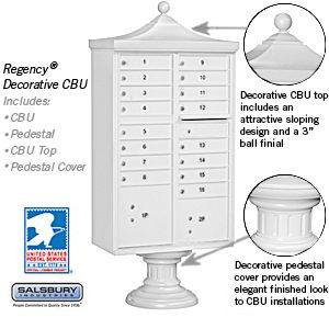 Salsbury Regency Decorative Cluster Box Unit with 16 Doors and 2 Parcel Lockers with USPS Access – Type III