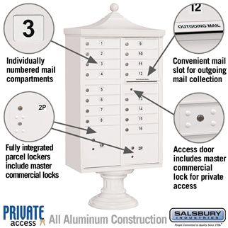 Salsbury Regency Decorative Cluster Box Unit with 16 Doors and 2 Parcel Lockers with USPS Access – Type III