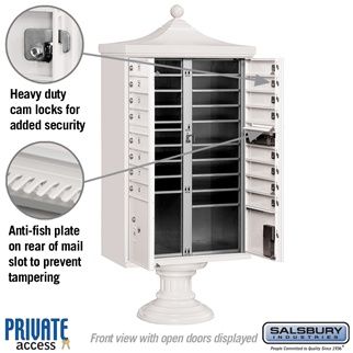 Salsbury Regency Decorative Cluster Box Unit with 16 Doors and 2 Parcel Lockers with USPS Access – Type III