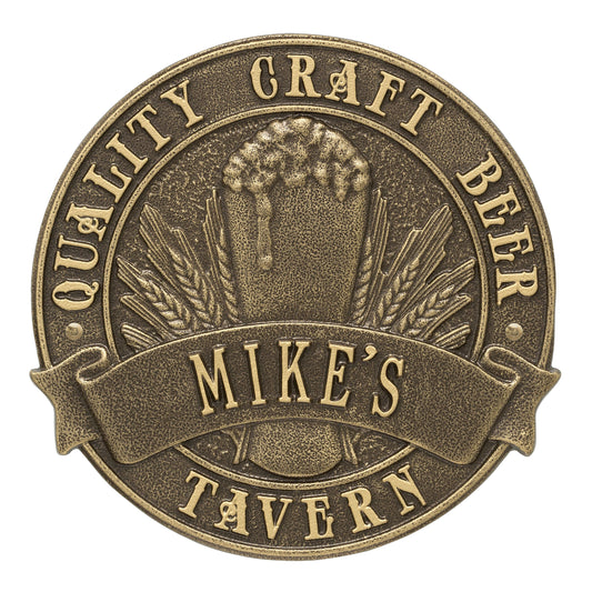 Quality Craft Beer Tavern Round Plaque, Standard Wall 1-line