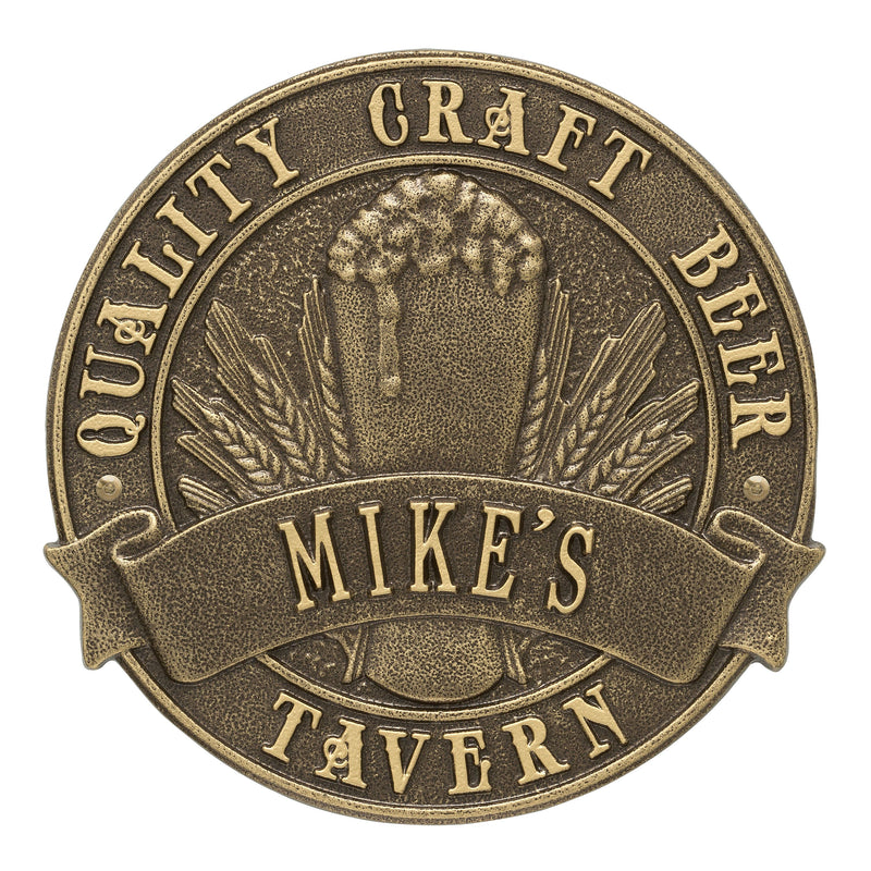 Quality Craft Beer Tavern Round Plaque, Standard Wall 1-line