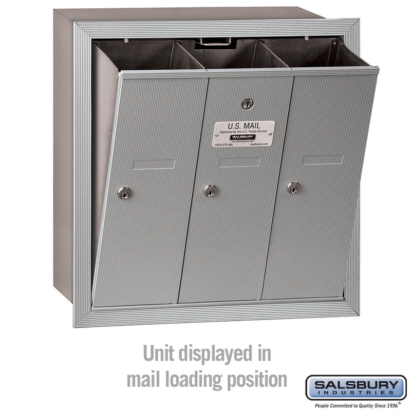 Salsbury Vertical Mailbox - 3 Doors Recessed Mounted - USPS Access