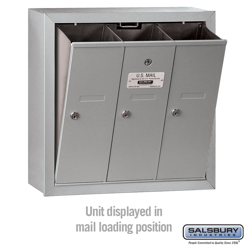 Salsbury Vertical Mailbox - 3 Doors Surface Mounted - USPS Access
