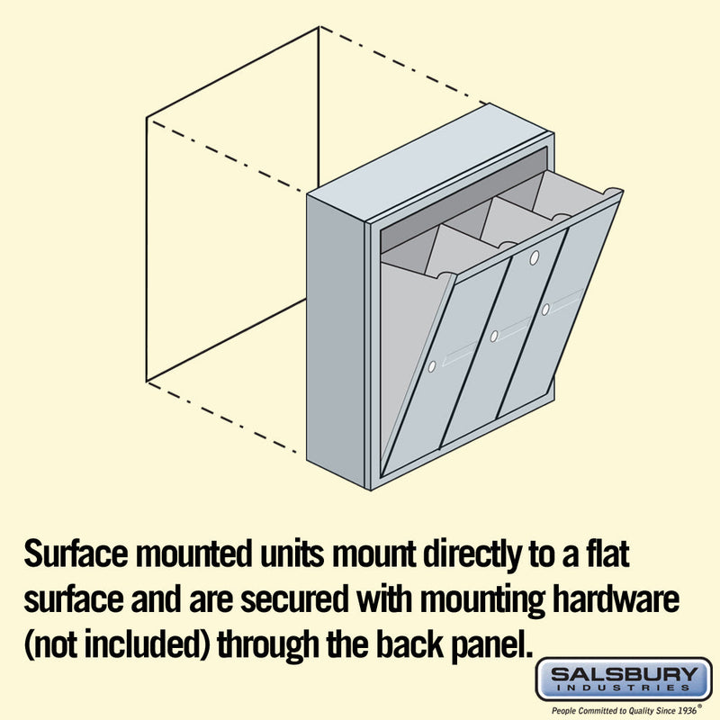 Salsbury Vertical Mailbox - 3 Doors Surface Mounted - USPS Access