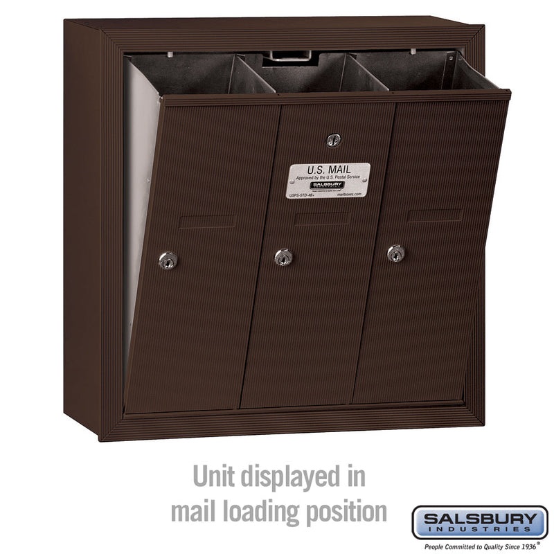 Salsbury Vertical Mailbox (Includes Master Commercial Lock) - 3 Doors - Surface Mounted - Private Access
