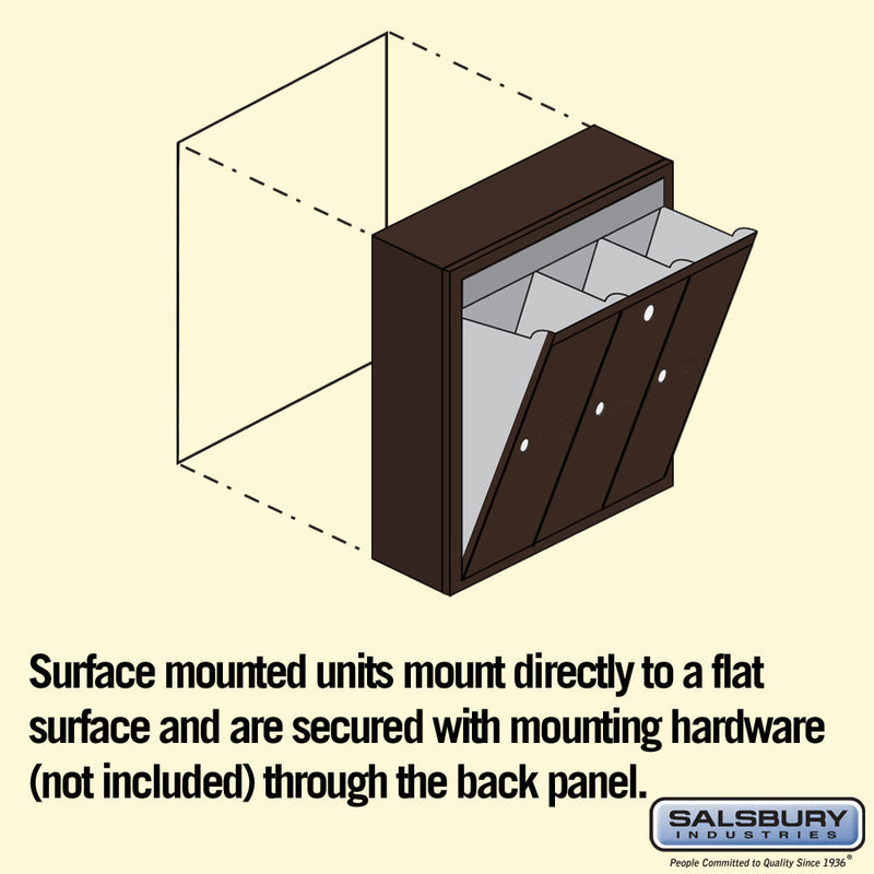 Salsbury Vertical Mailbox (Includes Master Commercial Lock) - 3 Doors - Surface Mounted - Private Access
